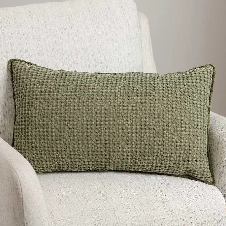 Sage Waffle Texture Lumbar Pillow