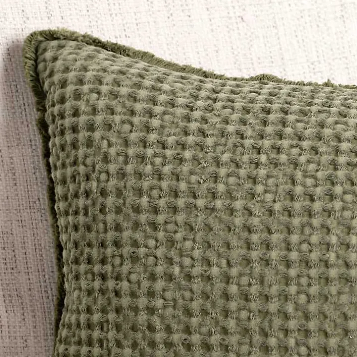 Sage Waffle Texture Lumbar Pillow