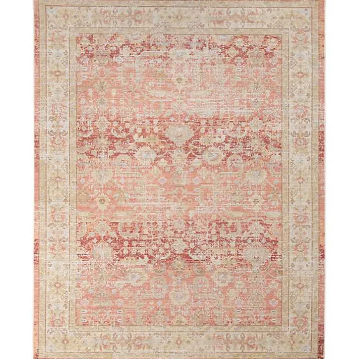 Salmon Vintage Border Area Rug, 8x11