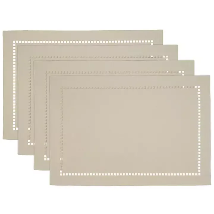 Sand Laser-Cut Hemstitch Placemats, Set of 4