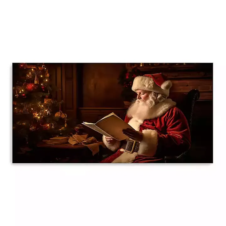 Santa and List Canvas Art Print
