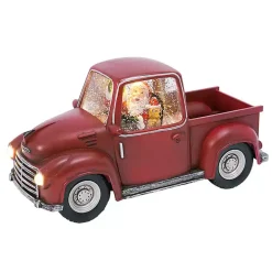 Santa and Puppy Red Christmas Truck Snow Globe