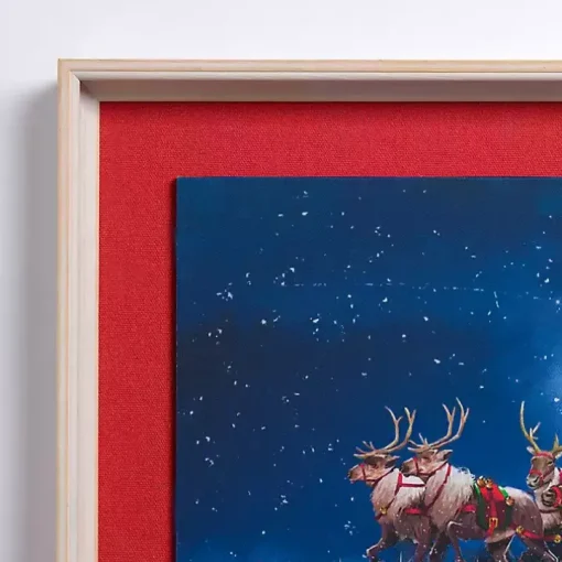 Santa Flying Over Pets Framed Art Print