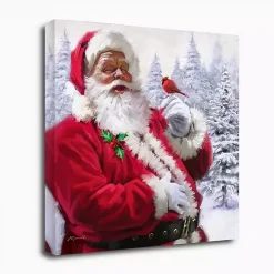 Santa with Cardinal Canvas Art Print