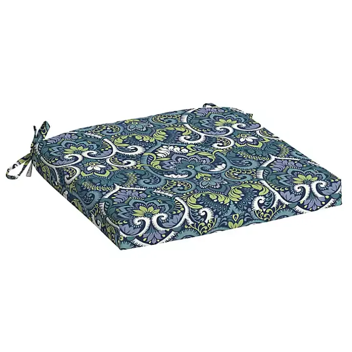 Sapphire Aurora Damask Luxe Outdoor Seat Cushion