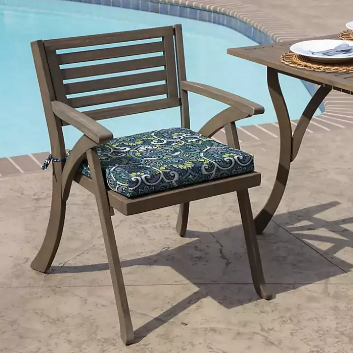 Sapphire Aurora Damask Luxe Outdoor Seat Cushion