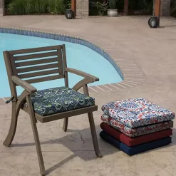 Sapphire Aurora Damask Luxe Outdoor Seat Cushion