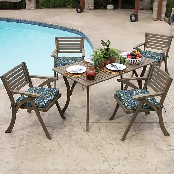 Sapphire Aurora Damask Luxe Outdoor Seat Cushion