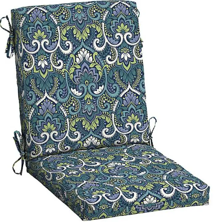 Sapphire Damask Luxe Outdoor Dining Chair Cushion