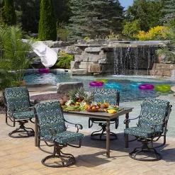 Sapphire Damask Luxe Outdoor Dining Chair Cushion