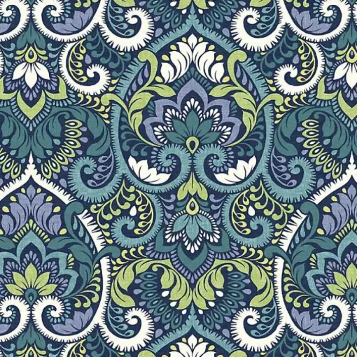 Sapphire Damask Outdoor Pillows, Set of 2