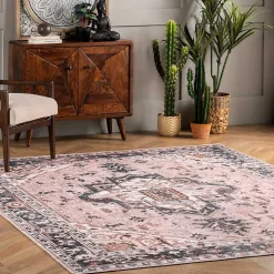 Sasha Medallion Washable Area Rug, 4x6