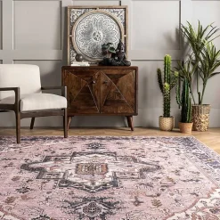 Sasha Medallion Washable Area Rug, 4x6