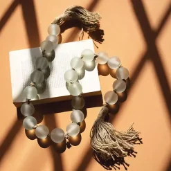 Sea Glass Beaded Garland with Tassels