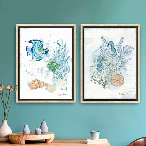 Sea Whispers Framed Canvas Art Prints, Set of 2