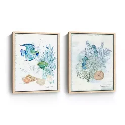 Sea Whispers Framed Canvas Art Prints, Set of 2