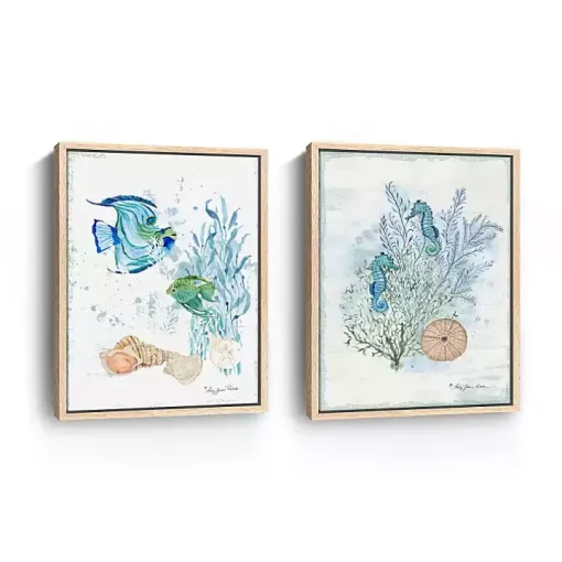 Sea Whispers Framed Canvas Art Prints, Set of 2