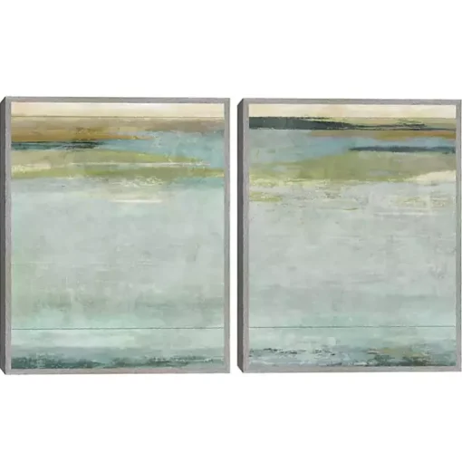 Seafoam Framed Canvas Art Prints, Set of 2