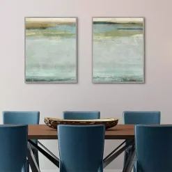 Seafoam Framed Canvas Art Prints, Set of 2