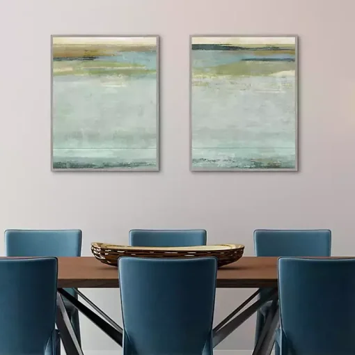 Seafoam Framed Canvas Art Prints, Set of 2