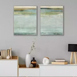 Seafoam Framed Canvas Art Prints, Set of 2