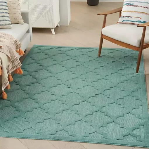 Seaglass Trellis Outdoor Area Rug, 5x7