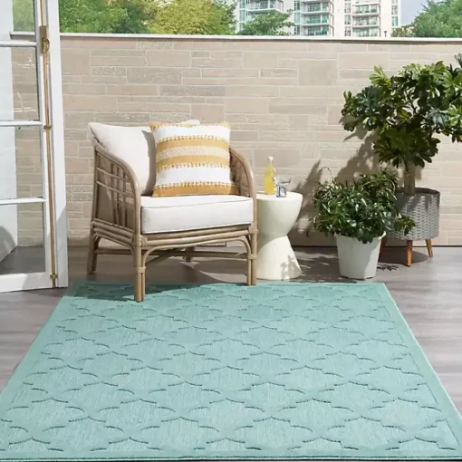 Seaglass Trellis Outdoor Area Rug, 5x7