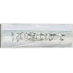 Seagull Gathering Framed Canvas Art Print