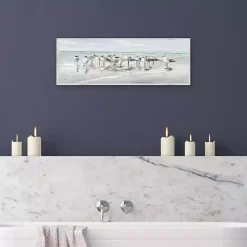 Seagull Gathering Framed Canvas Art Print