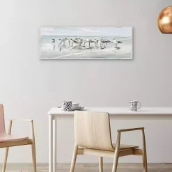 Seagull Gathering Framed Canvas Art Print