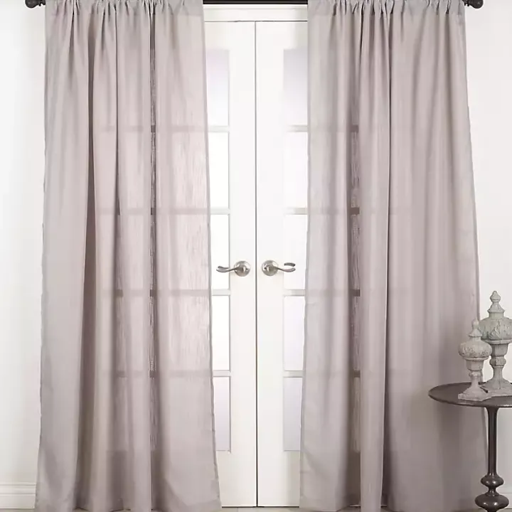 Sheer Dark Linen Curtain Panel, 108 in.