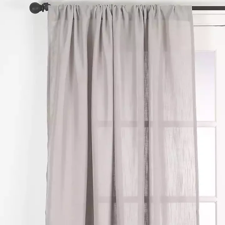Sheer Dark Linen Curtain Panel, 108 in.