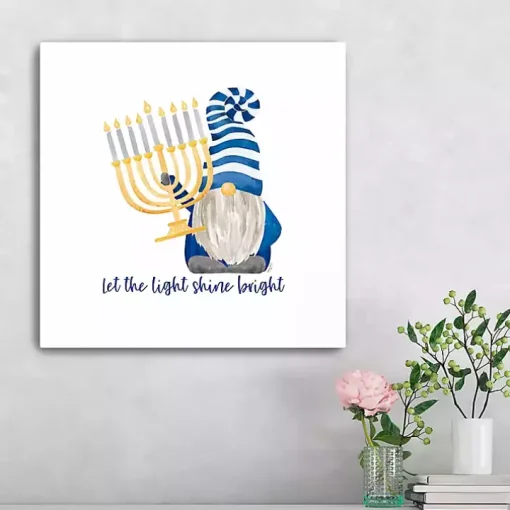 Shine Bright Menorah Gnome Canvas Art Print