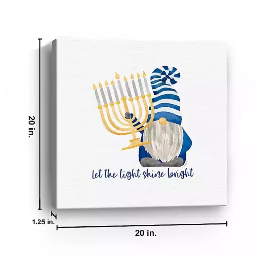 Shine Bright Menorah Gnome Canvas Art Print