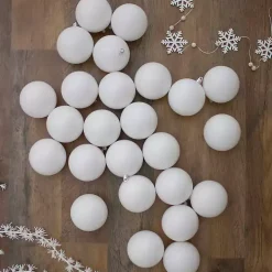 Shiny White Shatterproof Ball Ornaments, Set of 60