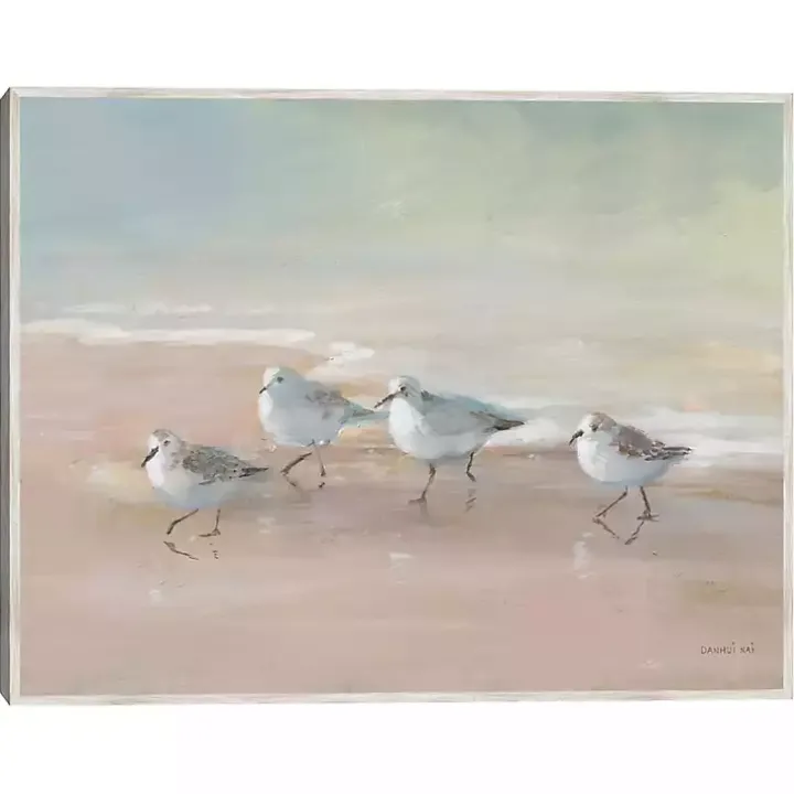 Shorebirds on the Sand Framed Canvas Art Print
