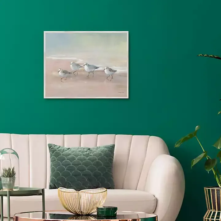 Shorebirds on the Sand Framed Canvas Art Print