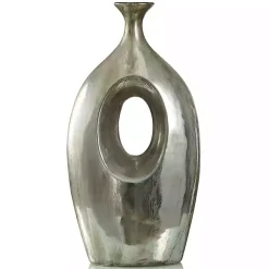 Silver Abstract Contemporary Vase, 22 in.