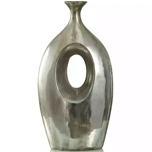 Silver Abstract Contemporary Vase, 22 in.