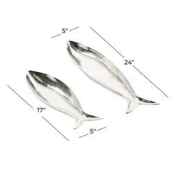 Silver Aluminum Metallic Fish Trays, Set of 2