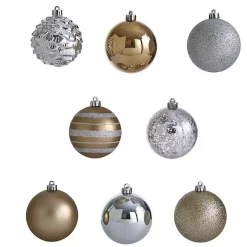 Silver and Gold Shatterproof Ornaments, Set of 64