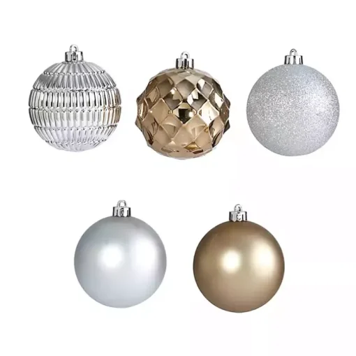 Silver and Gold Shatterproof Ornaments, Set of 40