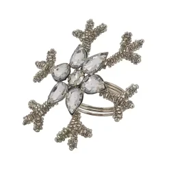 Silver Beaded Snowflake Napkin Rings, Set of 4