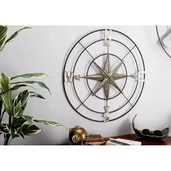 Silver Compass Rose Outdoor Plaque