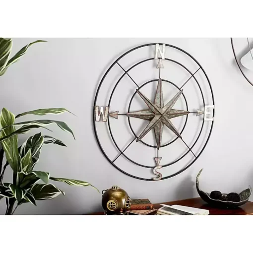 Silver Compass Rose Outdoor Plaque