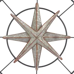 Silver Compass Rose Outdoor Plaque