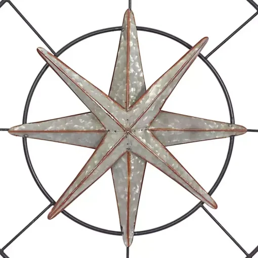 Silver Compass Rose Outdoor Plaque