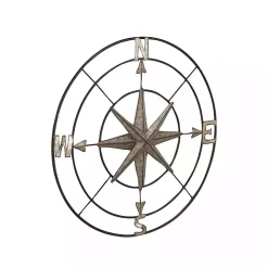 Silver Compass Rose Outdoor Plaque