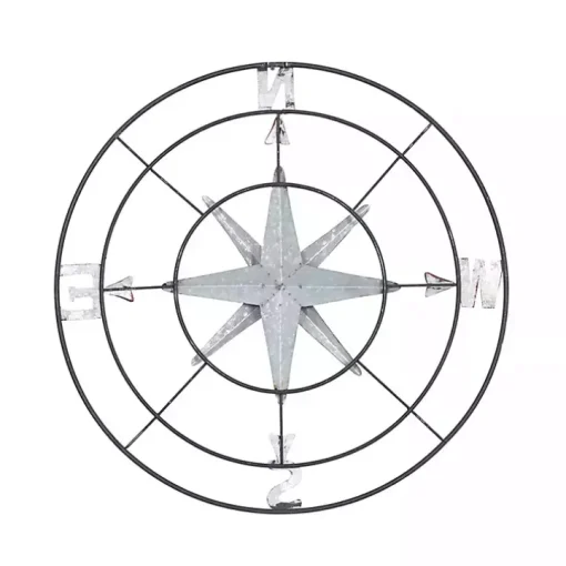 Silver Compass Rose Outdoor Plaque