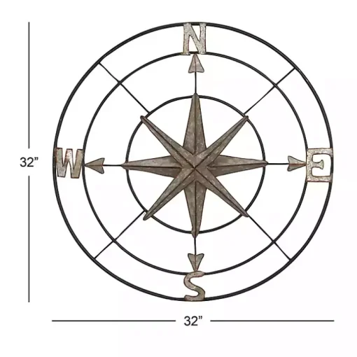 Silver Compass Rose Outdoor Plaque